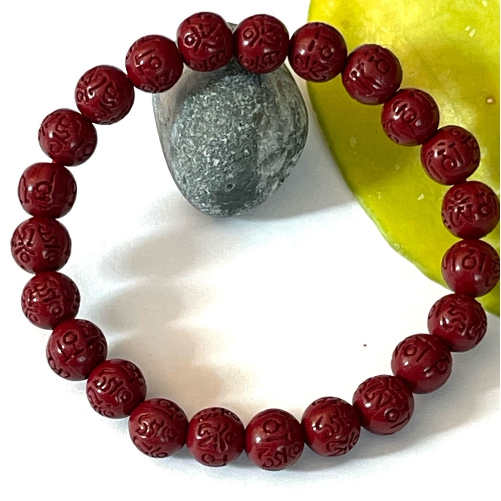 Cinnabar Mantra Bracelet Healing Stone Crystal Gemstone